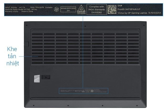 Laptop - Máy Tính Xách Tay HP Gaming VICTUS 15-fb1022AX R5 7535HS/ Ram 16GB/ 512GB/4GB RTX2050/144Hz/Win11 (94F19PA)