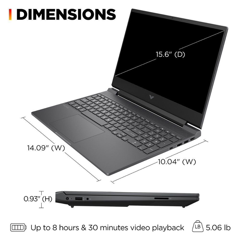 Laptop - Máy tính xách tay HP Gaming Victus 15-fb2063dx (Ryzen 5 - 7535HS/ RAM 8GB/ SSD 512GB/ RX 6550M 4GB/ 15.6'' FHD/ Win 11) 9Z7L4UA