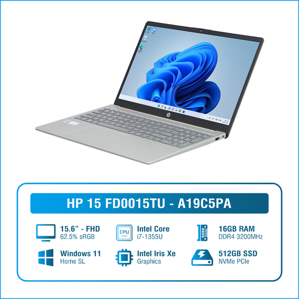 Laptop HP 15 fd0015TU i7 1355U/16GB/512GB/Win11 (A19C5PA)