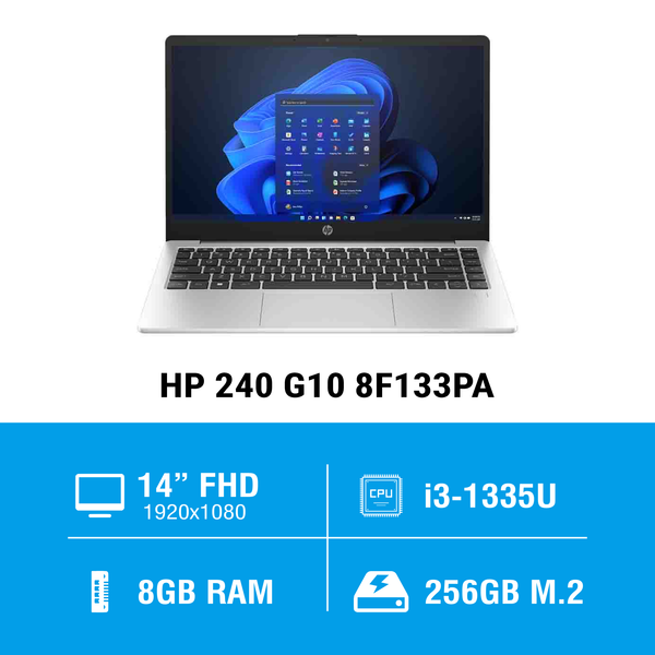 Laptop HP 240 G10 8F133PA (i5 1335U/ 8GB/ 256GB SSD/14 inch FHD/Win11/ Silver)