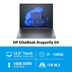 Laptop HP EliteBook Dragonfly G4 9H8X1PT (i7 1355U/ 16GB/ 1TB SSD/ 13.5 inch WUXGA Touch/ Win 11 Pro/ Blue/ Vỏ nhôm)