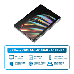 Laptop HP Envy x360 14-fa0046AU - A19BNPA (Ryzen 7 8840HS/ Onboard graphics/ 32GB/ 512GB/ Windows 11)