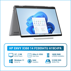 Laptop HP Envy x360 14-fc0094TU A19C4PA (Ultra 5 125U/ 16GB/ 512GB SSD/ 14.0inch OLED Touch/ Win11/ Silver/ Vỏ nhôm/ Pen)