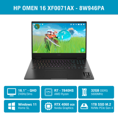 Laptop HP Gaming OMEN 16 xf0071AX R7 7840HS/32GB/1TB/8GB RTX4060/240Hz/Win11 (8W946PA)