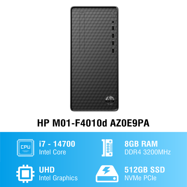 Máy bộ PC HP M01-F4010d AZ0E9PA (i7 14700/ Ram 8GB/ SSD 512GB/ Windows 11 Home/ 1Y)