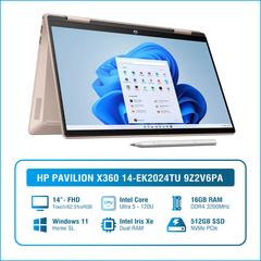 Laptop - Máy tính xách tay HP Pavilion X360 14 ek2024TU Core 5 120U/16GB/512GB/Touch/Pen/Win11 (9Z2V6PA)