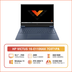 Laptop Gaming HP VICTUS 16-e1106AX 7C0T1PA (Ryzen 5 6600H/RTX 3050 Ti 4GB/8GB DDR5/SSD 512GB/16.1 Inch IPS 144Hz FHD)