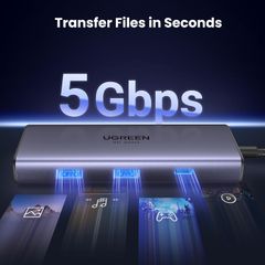 Hub Type C ra 2 cổng HDMI Ugreen 15852 2*USB-A 3.0+USB-C 3.0+2*HDMI+PD port Converter 2*HDMI with PD
