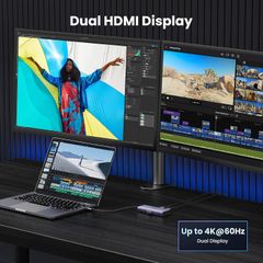 Hub Type C ra 2 cổng HDMI Ugreen 15852 2*USB-A 3.0+USB-C 3.0+2*HDMI+PD port Converter 2*HDMI with PD