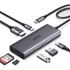 Hub type C Ugreen 15531 HDMI 4K@30Hz USB 3.2 cổng type C, cổng PD, SD/TF