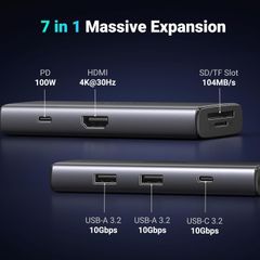Hub type C Ugreen 15531 HDMI 4K@30Hz USB 3.2 cổng type C, cổng PD, SD/TF