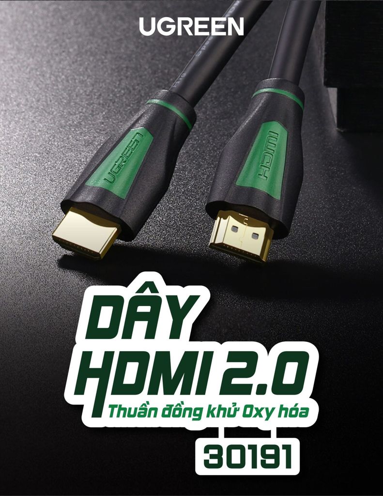 Dây cáp HDMI 2.0 4K/60Hz UGREEN HD116 thuần đồng khử Oxy hóa, dài 0.5m 1m 2m 3m – Tương thícmartTV, đầu DVD, Set top box, máy chiếuh với S