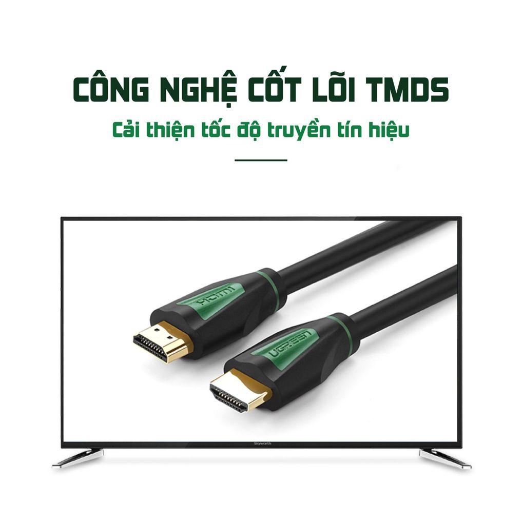 Dây cáp HDMI 2.0 4K/60Hz UGREEN HD116 thuần đồng khử Oxy hóa, dài 0.5m 1m 2m 3m – Tương thícmartTV, đầu DVD, Set top box, máy chiếuh với S