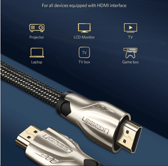Dây cáp HDMI 2.0 4K60Hz UGREEN HD102 thuần đồng 19+1, đầu hợp kim, cáp dạng dẹt và dạng tròn vỏ bọc lưới, dài 1m 1.5m 2m 3m – Tương thích với SmartTV, đầu DVD, Set top box, máy chiếu