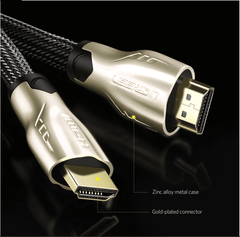 Dây cáp HDMI 2.0 4K60Hz UGREEN HD102 thuần đồng 19+1, đầu hợp kim, cáp dạng dẹt và dạng tròn vỏ bọc lưới, dài 1m 1.5m 2m 3m – Tương thích với SmartTV, đầu DVD, Set top box, máy chiếu