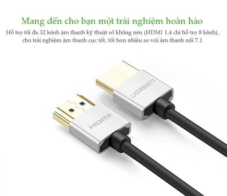 Dây HDMI 2.0 thuần đồng hỗ trợ 10Gbps, đầu hợp kim, dài từ 1-10M UGREEN HD117
