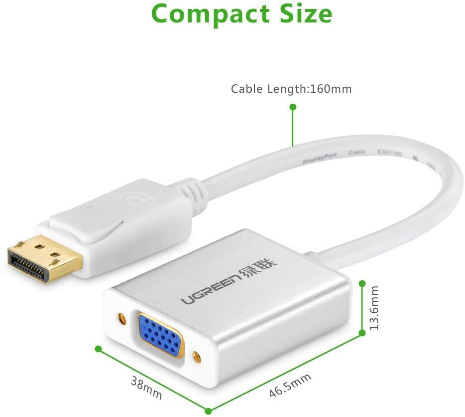 Dây chuyển đổi DisplayPort sang VGA+Audio converter (Vỏ nhôm) dài 25cm UGREEN DP106