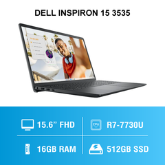 Laptop - Máy tính xách tay Dell Inspiron 15 - 3535 Carbon Black (AMD Ryzen 7- 7730U/ RAM 16GB/ SSD 512GB/ 15.6-inch FHD Touch/ Windows 11 Home) XXMX8