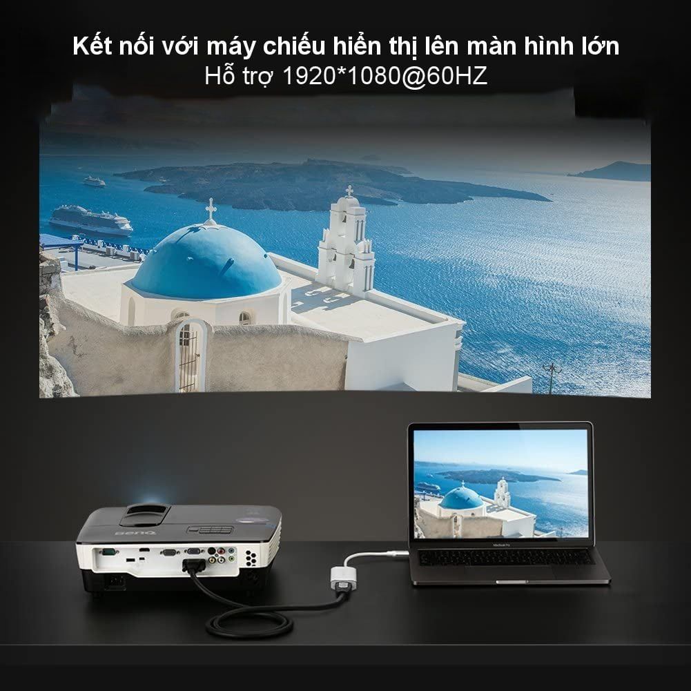 Cáp chuyển đổi Type C sang VGA UGREEN CM114 Hỗ trợ độ phân giải 1920x1080P/60Hz – Lõi đồng nguyên chất, truyền tải tín hiệu ổn định