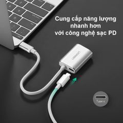 Cáp chuyển đổi Type C sang VGA UGREEN CM114 Hỗ trợ độ phân giải 1920x1080P/60Hz – Lõi đồng nguyên chất, truyền tải tín hiệu ổn định