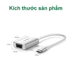 Cáp chuyển đổi Type C sang VGA UGREEN CM114 Hỗ trợ độ phân giải 1920x1080P/60Hz – Lõi đồng nguyên chất, truyền tải tín hiệu ổn định
