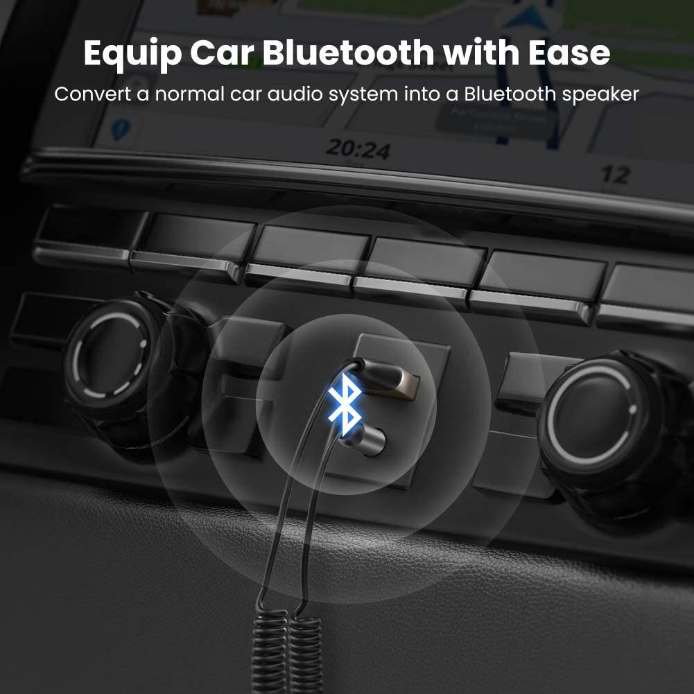 Bộ thu Bluetooth 5.0 UGREEN CM309 – Tích hợp mic đàm thoại trên ô tô –  Kết nối đồng thời 2 thiết bị hỗ trợ nghe và gọi