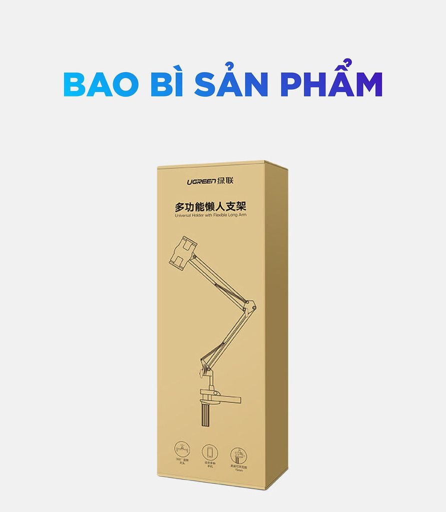 Giá đỡ kẹp bàn cho điện thoại và máy tính bảng Xoay 360 UGREEN LP142 kích thước phù hợp 4 ~ 12.9inch