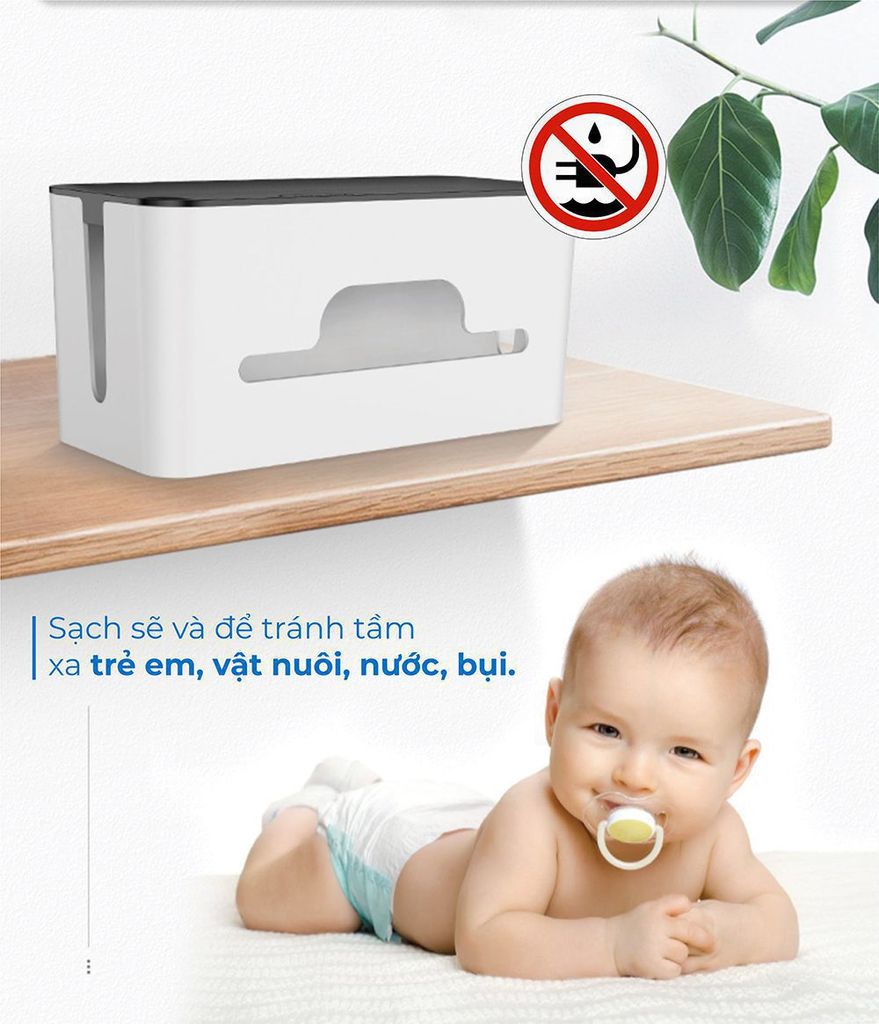 Hộp nhựa đựng ổ cắm điện UGREEN LP110 – Sắp xếp dây điện gọn gàng bảo vệ an toàn cho trẻ em nhựa ABS siêu bền và chống cháy