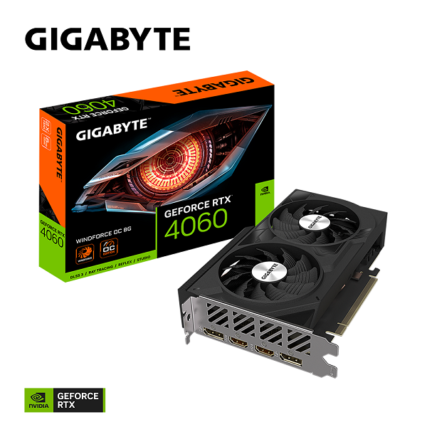 VGA - Gigabyte GeForce RTX 4060 WINDFORCE OC 8G GDDR6 N4060WF2OC-8GD