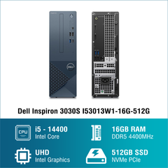Máy tính để bàn đồng bộ PC Dell Inspiron 3030S I53013W1-16G-512G (I5 14400/ 16GB/ 512GB SSD/ Wifi + BT/ Key/ Mouse/ Win11/ 1Y)