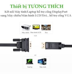 Dây chuyển đổi DisplayPort sang VGA hỗ trợ phân giải 1920×1200 dài 1-3M UGREEN DP105