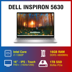 Laptop - Máy tính xách tay Dell Inspiron 5630 - Platinum Silver (Core i7 - 1360P/ RAM 16GB/ SSD 1TB/ 16.1inch FHD + Touch / Windows 11) 670WT