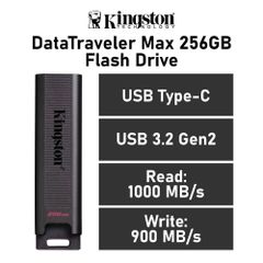 USB Kingston Data Traveler Max 256GB Type C – DTMAX/256GB (Read 1000Mb/s - Write 900Mb/s)