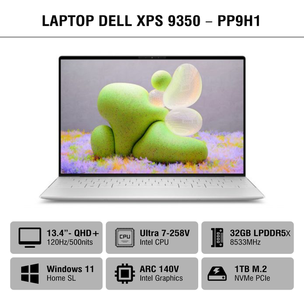 Laptop Dell XPS 9350 - PP9H1 - Ultra 7-258V/32GB/1TB/Windows 11 + Office