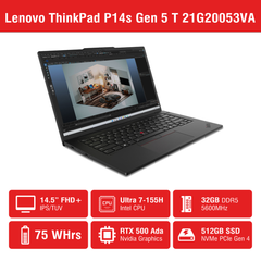 Laptop Lenovo ThinkPad P14s Gen 5 T 21G20053VA (Intel Core Ultra 7 155H | RTX 500 Ada | 14.5 inch WUXGA IPS | 32GB | 512GB | NoOS | Đen)