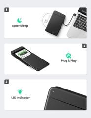 Hộp đựng ổ cứng 2.5 inch SSD HDD chuẩn SATA hỗ trợ ổ cứng lên đến 6TB 2 loại vỏ nhôm và nhựa cao cấp kích thước 128x82x14mm UGREEN US221 CM300