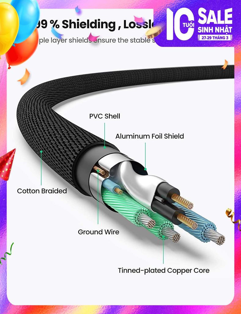 Cáp chuyển đổi 3.5mm sang 2 đầu RCA UGREEN AV170