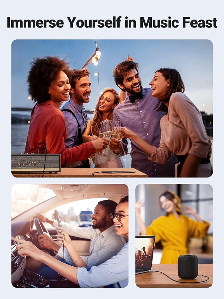 Cáp âm thanh 3.5mm UGREEN AV150 đầu mạ vàng, đây bọc dù