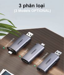 Đầu đọc thẻ Type C UGREEN CM184 – 2 khe thẻ cắm SD và TF – Hỗ trợ chức năng OTG