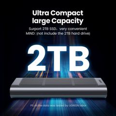 Hộp đựng ổ cứng M.2 UGREEN CM343 – Tốc độ truyền 40GpbsThunderbolt ™ 3 hỗ trợ ổ cứng 2 TB