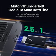 Hộp đựng ổ cứng M.2 UGREEN CM343 – Tốc độ truyền 40GpbsThunderbolt ™ 3 hỗ trợ ổ cứng 2 TB