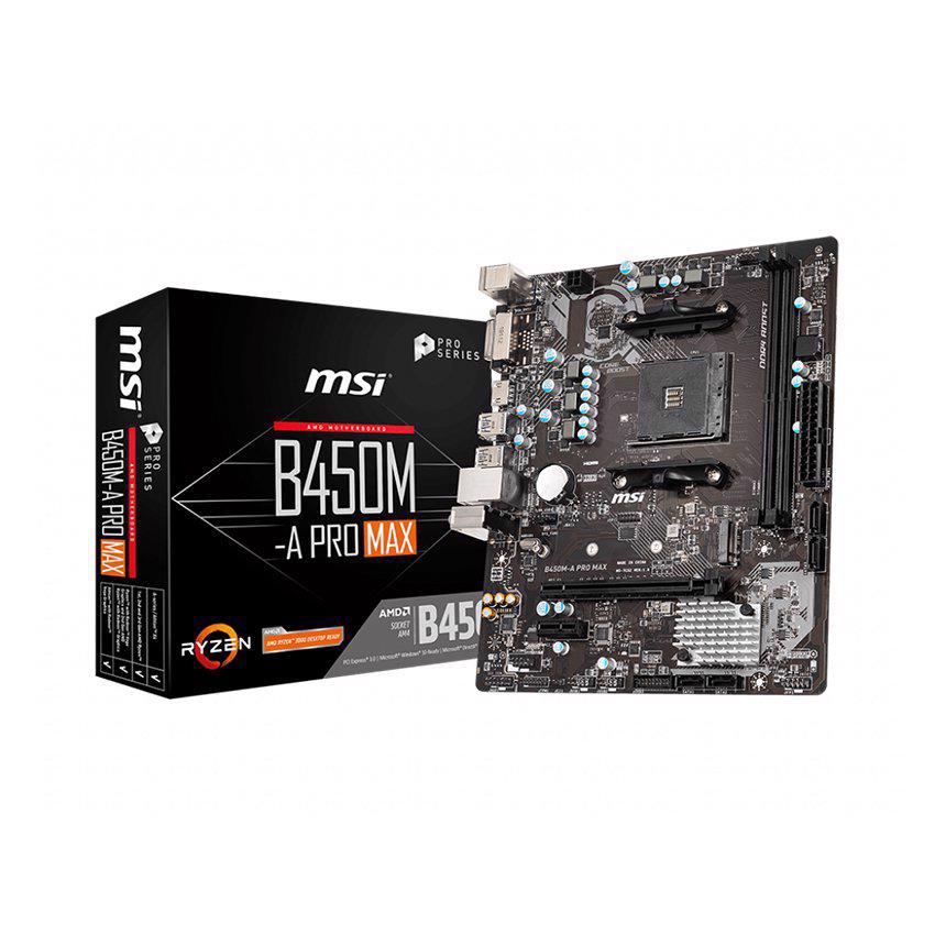 Mainboard MSI B450M-A PRO MAX (AMD B450, Socket AM4, m-ATX, khe RAM
