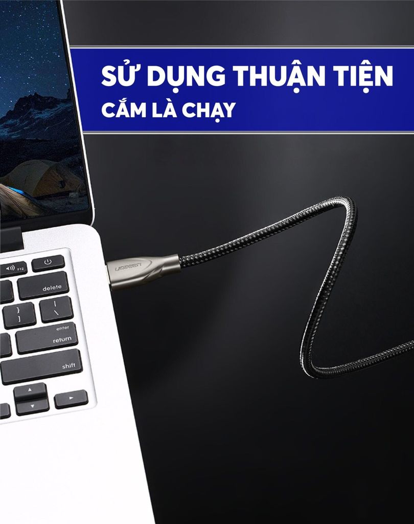 Cáp HDMI 2.0 UGREEN HD131 Dây Carbon chuẩn 4K/60Hz dài từ 1-5m