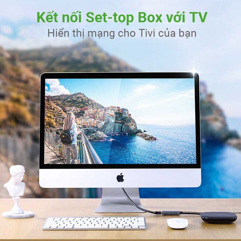 Cáp chuyển đổi HDMI sang Mini Displayport UGREEN CM239 Hỗ trợ 4Kx2K – Kết nối mạ vàng, dài 10cm