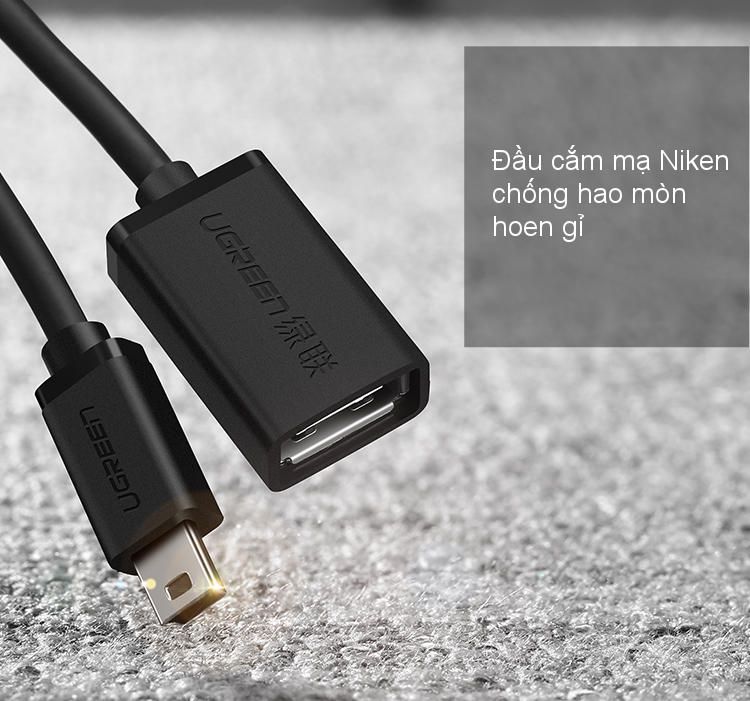 Cáp OTG Mini USB 2.0 UGREEN US249 – Lõi đồng nguyên chất, tốc độ truyền tải cao