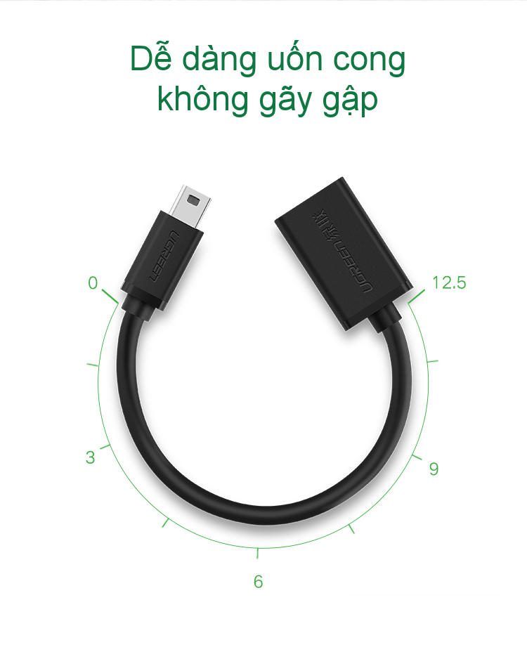 Cáp OTG Mini USB 2.0 UGREEN US249 – Lõi đồng nguyên chất, tốc độ truyền tải cao