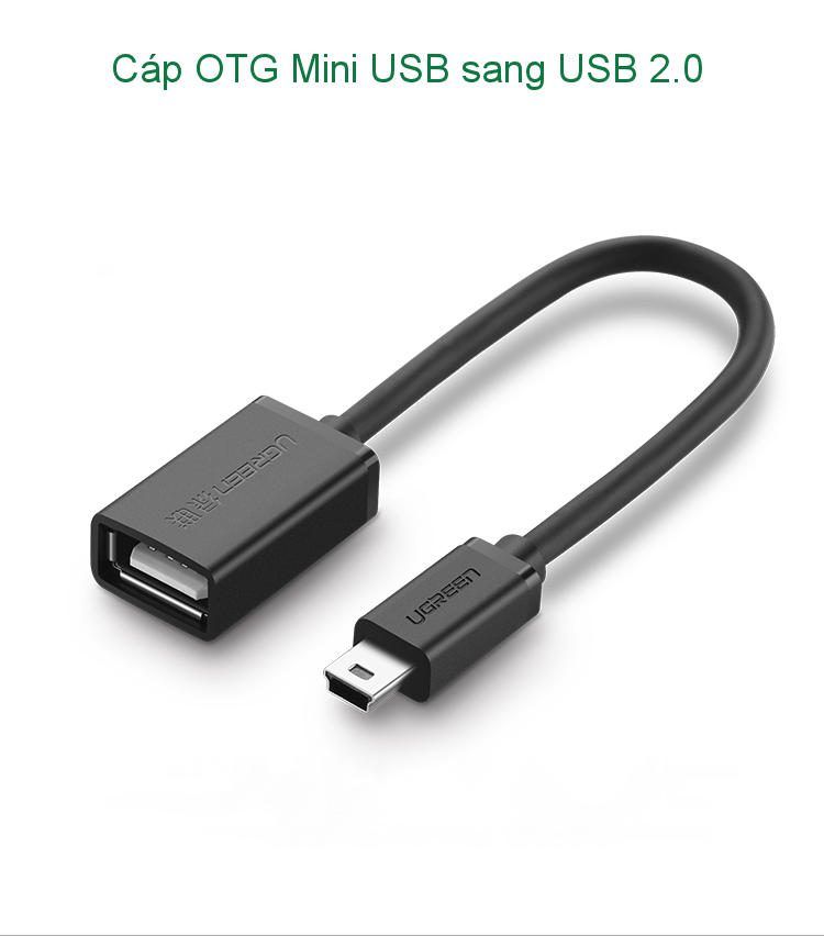 Cáp OTG Mini USB 2.0 UGREEN US249 – Lõi đồng nguyên chất, tốc độ truyền tải cao