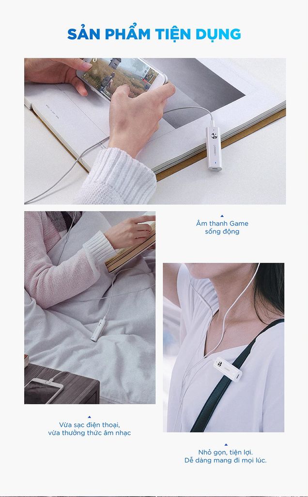 Bộ thu Bluetooth 5.0 UGREEN CM110 – Truyền tải âm thanh Hifi chất lượng cao – Hỗ trợ Micro bộ chuyển đổi Bluetooth AUX 3.5mm dùng cho tai nghe hỗ trợ MIC kết hợp với máy tính bảng điện thoại