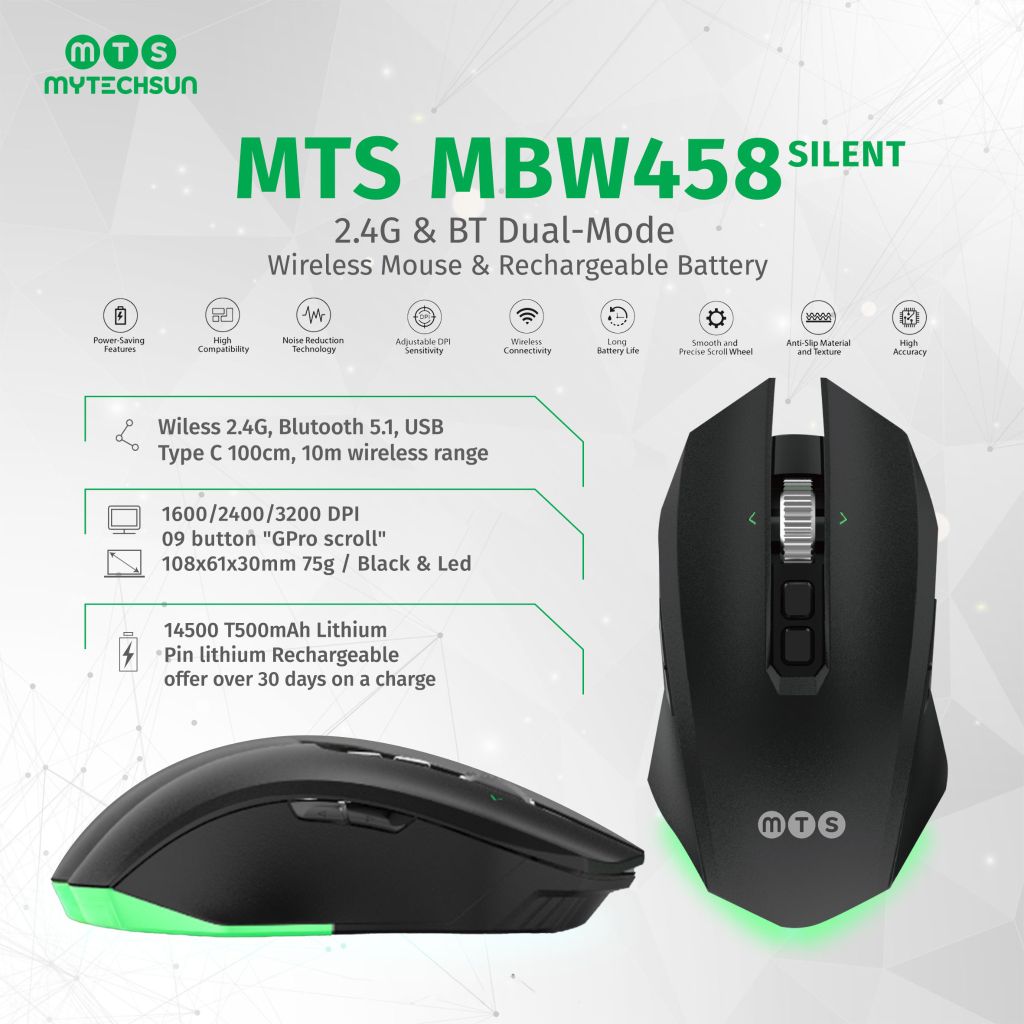 Chuột sạc không dây Mytechsun MBW458 - SILENT