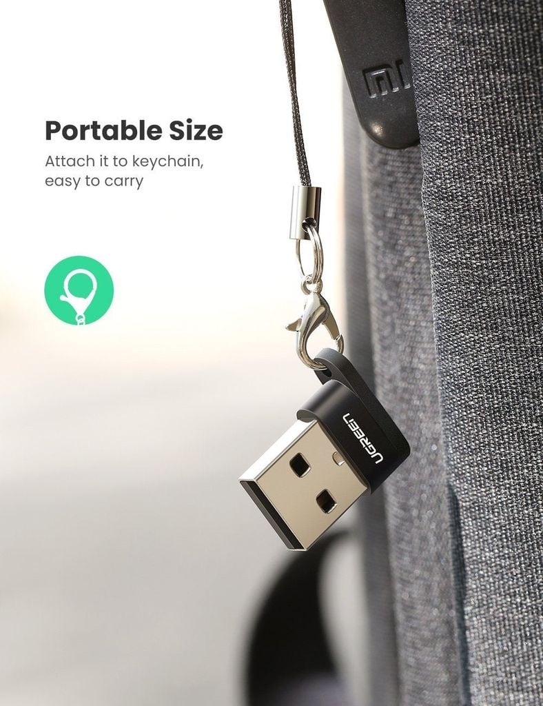 Đầu chuyển USB 2.0 sang Type-C UGREEN 50568 – Tốc độ truyền 480Mbps – Thiết kế nhỏ gọn, kèm móc treo tiện lợi
